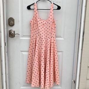 Bailey Blue Pink Polka Dot Midi Dress with Circle Skirt